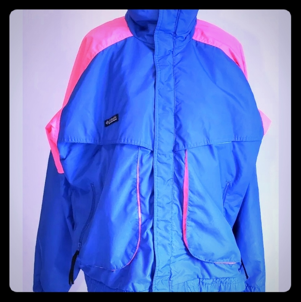 Columbia powder keg jacket Blue Pink vintage VTG